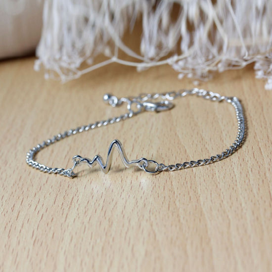 Image de Nouvelle Tendance Bracelets en Alliage de Zinc Noir Electrocardiogramme, Laqué Longueur: 17cm, 1 Pièce