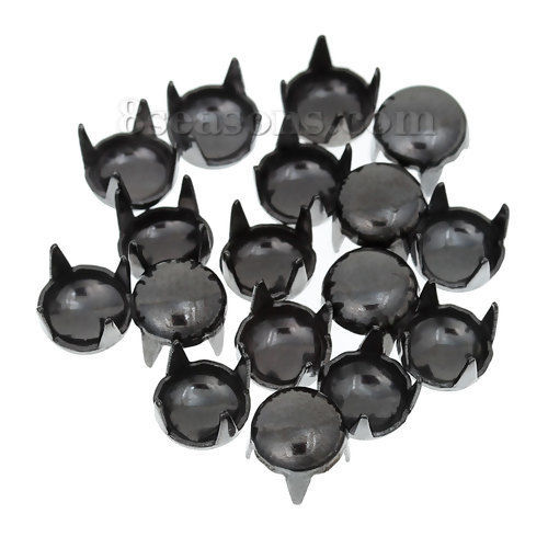 Image de Rivets en Laiton Forme Rond Gun Métal, 5mm( 2/8") Dia., 500 Pcs