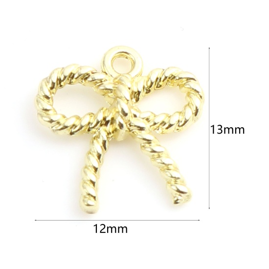 Image de Breloques en Alliage de Zinc Nœuds Papillon Doré 13mm x 12mm, 10 Pcs