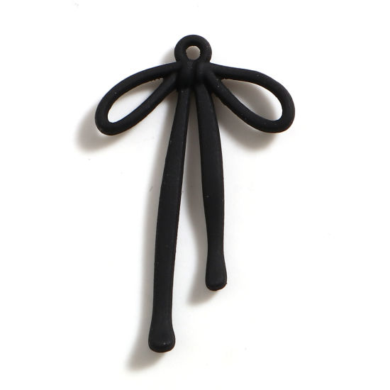 Picture of Zinc Based Alloy Pendants Bowknot Black Painted 33mm x 20mm, 10 PCs