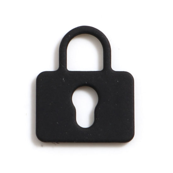 Picture of Zinc Based Alloy Charms Lock Black Painted 18mm x 15mm, 10 PCs
