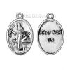 Picture of Zinc Based Alloy Charms Oval Antique Silver Color Religious Figure Message " ST.LUKE & PRAY FOR US " Carved 25mm(1") x 16mm( 5/8"), 10 PCs