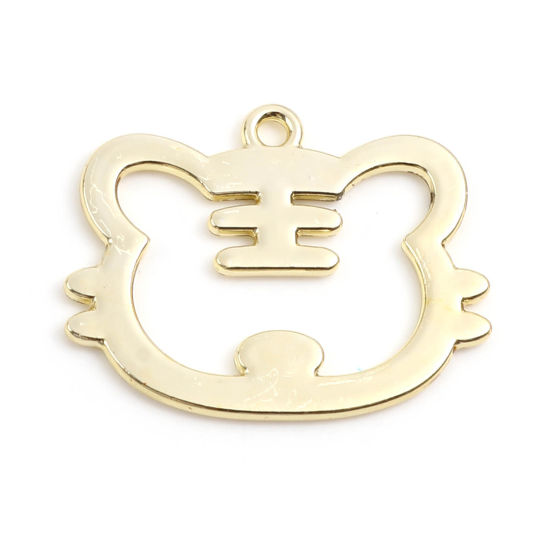 Bild von Zinklegierung Charms Tiger Vergoldet 28mm x 22mm, 5 Stück
