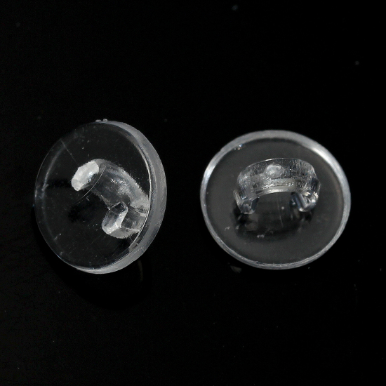 Picture of Plastic Sewing Shank Buttons Round Clear Transparent 10mm( 3/8") Dia, 200 PCs