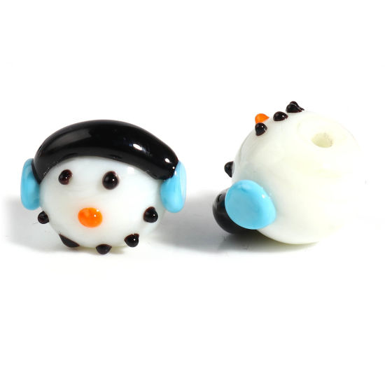 Bild von Muranoglas Perlen Weihnachten Schneemann Schwarz & Weiß ca 18mm x 18mm - 17mm x 17mm, Loch:ca. 2mm, 1 Stück