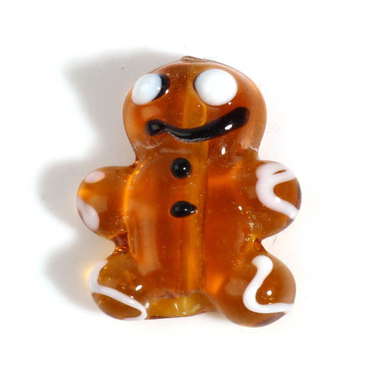 Bild von Muranoglas Perlen Weihnachten Lebkuchenmann Bernsteingelb ca 20mm x 17mm - 19mm x 15mm, Loch:ca. 2mm, 1 Stück