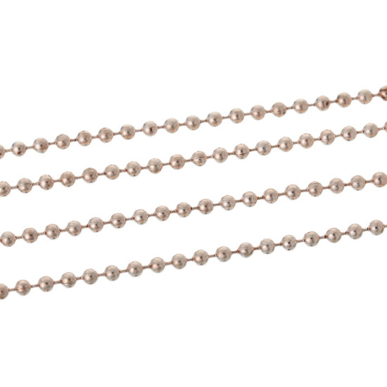 Picture of 5 M (Approx 16.4 Foot) Brass Ball Chain For Handmade DIY Jewelry Making Findings Rose Gold 2mm