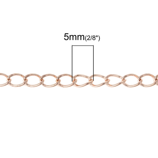 10 メートル 真鍮 喜平チェーン ローズゴールド 5x3mm、 の画像