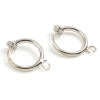 Picture of 2 PCs Brass Non Piercing Clip-on Earrings Real Platinum Plated Round With Loop 17mm x 13mm