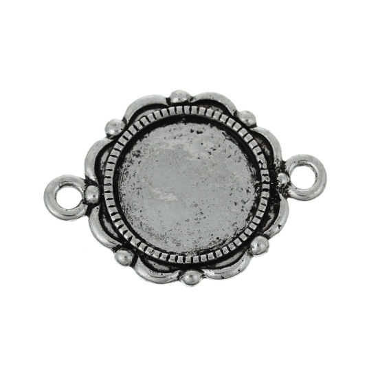 亜鉛合金 ミール皿 コネクター セッティング 台座 花 銀古美 (適応サイズ：14mm) 27mm x 19mm、 20 個 の画像