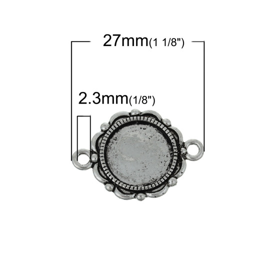 亜鉛合金 ミール皿 コネクター セッティング 台座 花 銀古美 (適応サイズ：14mm) 27mm x 19mm、 20 個 の画像