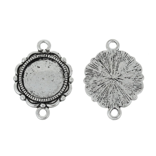 亜鉛合金 ミール皿 コネクター セッティング 台座 花 銀古美 (適応サイズ：14mm) 27mm x 19mm、 20 個 の画像