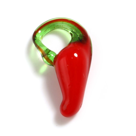 Image de Breloques en Verre Piment Rouge & Vert 20mm x 9mm, 10 Pcs