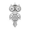 Picture of Alloy Snap Button Pendants Fit 18mm/20mm Snap Buttons Owl Antique Silver Color (Fit ss16 Rhinestone) 106mm(4 1/8") x 52mm(2"), Hole Size: 6mm( 2/8"), 1 Piece