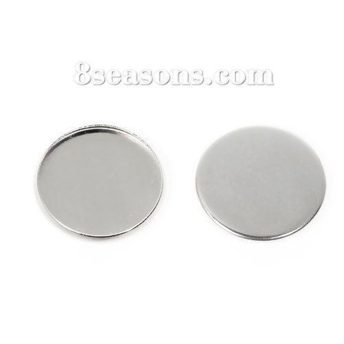 Picture of 304 Stainless Steel Bezel Cups Cabochon Settings Round Silver Tone (Fits 20mm Dia) 22mm( 7/8") Dia, 10 PCs