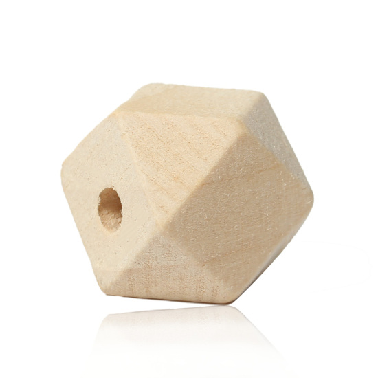 檜木材 木製（ウッド）スペーサ ビーズ ポリゴン 自然な色 約 20mm x 20mm、 穴：約 3.7mm-4.2mm、 30 個 の画像