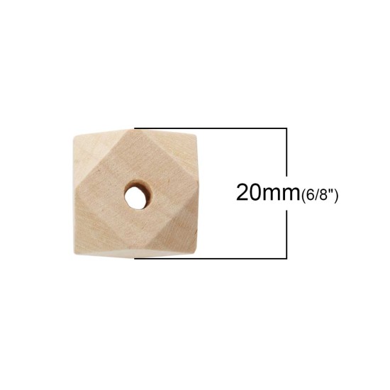 檜木材 木製（ウッド）スペーサ ビーズ ポリゴン 自然な色 約 20mm x 20mm、 穴：約 3.7mm-4.2mm、 30 個 の画像