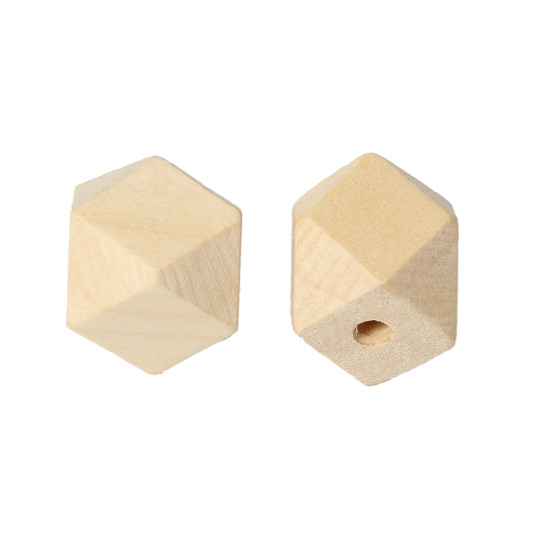 檜木材 木製（ウッド）スペーサ ビーズ ポリゴン 自然な色 約 20mm x 20mm、 穴：約 3.7mm-4.2mm、 30 個 の画像