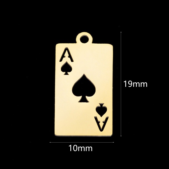 Bild von Edelstahl Charms Spielkarte Vergoldet Message " A " 19mm x 10mm, 1 Stück