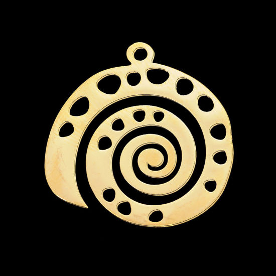 Bild von Edelstahl Charms Rund Vergoldet Mahlstrom 22mm x 21mm, 1 Stück