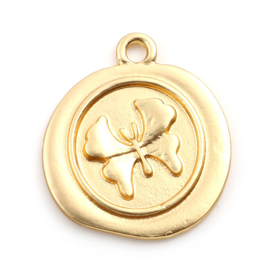 Immagine di Lega di Zinco Insetto Charms Tondo Oro Opaco Farfalla 23mm x 20mm , 5 Pz