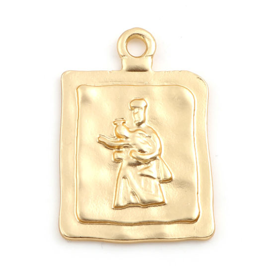 Immagine di Lega di Zinco Religione Charms Rettangolo Oro Opaco Vergine Maria 24mm x 16mm , 5 Pz