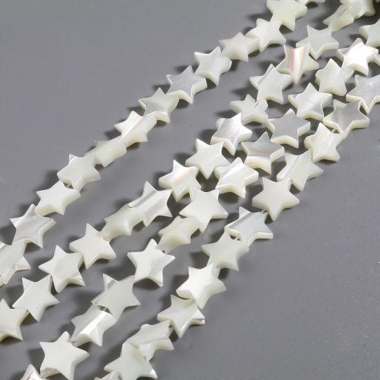 Image de Perles Galaxie en Coquille Etoile Crème 9mm x 9mm, Taille de Trou: 0.9mm, 40.5cm - 40cm long, 1 Enfilade （Env. 50 Pcs/Enfilade)