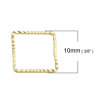 Picture of 100 PCs Brass Geometric Bezel Frame Charms Connectors Gold Plated Square 10mm x 10mm