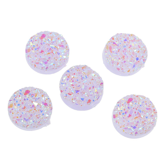 Image de Druzy Cabochon Dôme en Résine Rond Mauve Couleur AB 12mm Dia, 20 Pcs