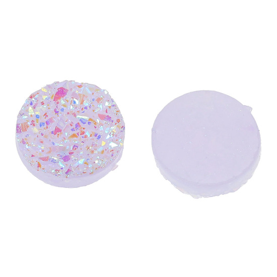 Image de Druzy Cabochon Dôme en Résine Rond Mauve Couleur AB 12mm Dia, 20 Pcs