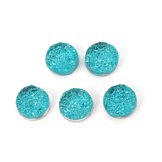 Image de Cabochon Dôme en Résine Druzy Rond Bleu Lac 12mm Dia, 20 Pcs