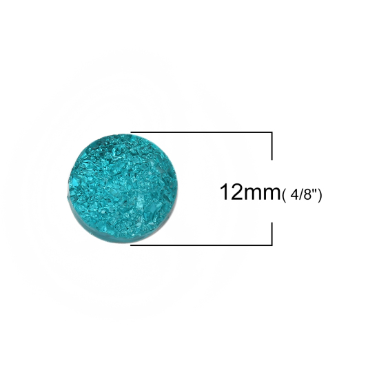 Image de Cabochon Dôme en Résine Druzy Rond Bleu Lac 12mm Dia, 20 Pcs