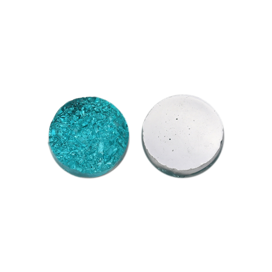 Image de Cabochon Dôme en Résine Druzy Rond Bleu Lac 12mm Dia, 20 Pcs