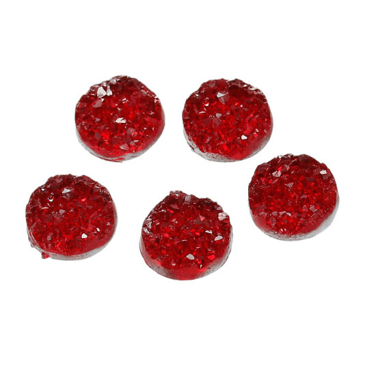 Image de Cabochon Dôme en Résine Druzy Rond Vin Rouge 12mm Dia, 20 Pcs