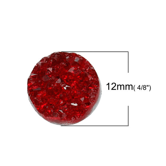 Image de Cabochon Dôme en Résine Druzy Rond Vin Rouge 12mm Dia, 20 Pcs