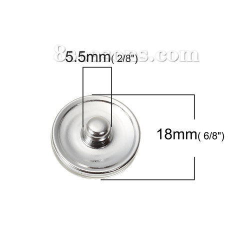 Image de 18mm Bouton Pression en Verre Rond Argent Mat Couleur Au Hasard Chats pour Support Bracelet, Taille de Poignée: 5.5mm, 6 Pcs