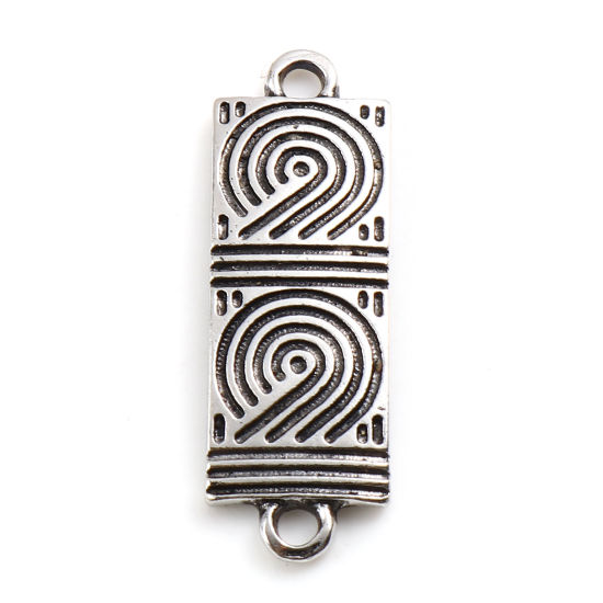 Image de Connecteurs Année en Alliage de Zinc Rectangle Argent Vieilli Chiffres Message " 22 " 28mm x 9mm, 10 Pcs