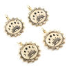 Picture of Brass Galaxy Charms Moon Phases 18K Real Gold Plated Black Sun Enamel 27mm x 21mm, 1 Piece