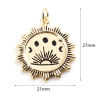 Picture of Brass Galaxy Charms Moon Phases 18K Real Gold Plated Black Sun Enamel 27mm x 21mm, 1 Piece
