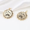 Picture of Brass Galaxy Charms Moon Phases 18K Real Gold Plated Black Sun Enamel 27mm x 21mm, 1 Piece