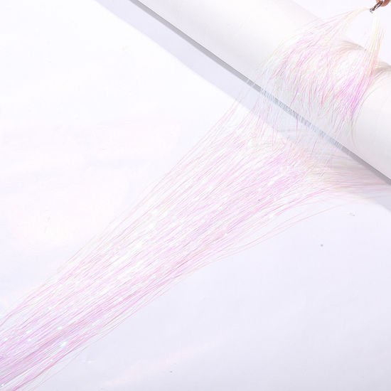 Image de Accessoires à Cheveux Fil de Soie en Plastique Rose Clair Brillant Paillettes 90cm, 1 Paquet