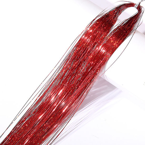 Image de Accessoires à Cheveux Fil de Soie en Plastique Rouge Brillant Paillettes 90cm, 1 Paquet