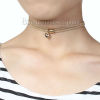 Picture of Khaki Velvet Faux Suede Choker Necklace Gold Plated Heart 34cm(13 3/8") long, 1 Piece