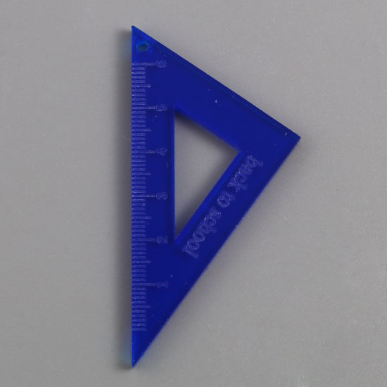 アクリル 学院アクセサリー ペンダント 定規 サファイアブルー 三角形柄 4.2cm x 3.1cm、 5 個 の画像