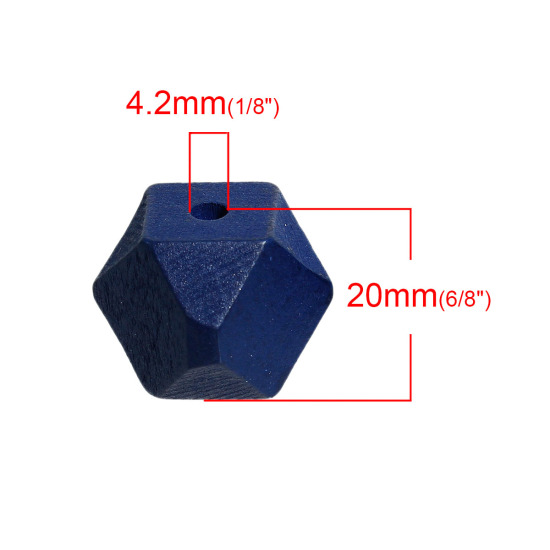 檜木材 スペーサ ビーズ ポリゴン 紺碧 ファセット 約 20mm x 20mm、 穴：約 4.2mm、 20 個 の画像