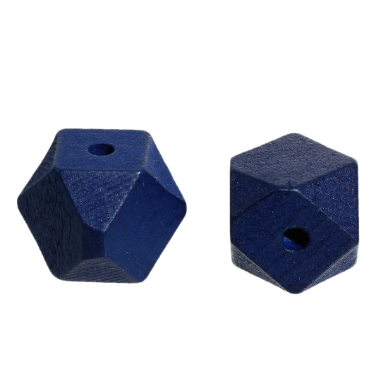 檜木材 スペーサ ビーズ ポリゴン 紺碧 ファセット 約 20mm x 20mm、 穴：約 4.2mm、 20 個 の画像