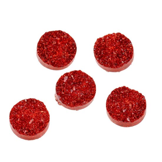 Image de Druzy Cabochon Dôme en Résine Rond Rouge 12mm Dia, 20 Pcs