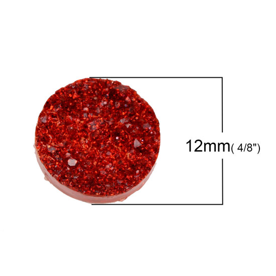 Image de Druzy Cabochon Dôme en Résine Rond Rouge 12mm Dia, 20 Pcs