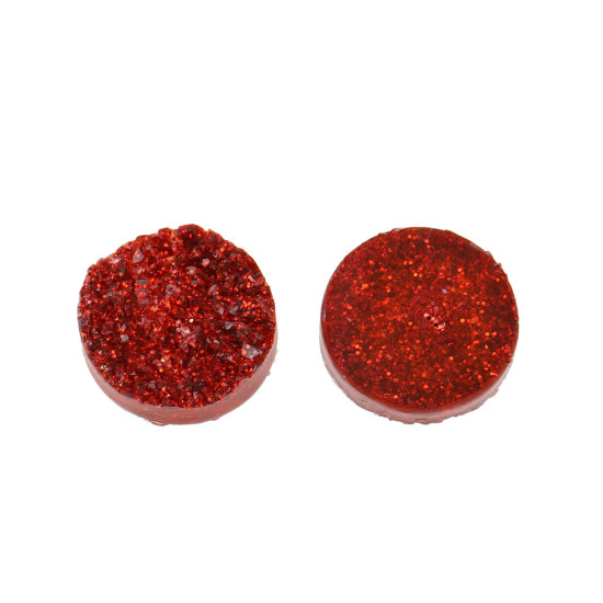 Image de Druzy Cabochon Dôme en Résine Rond Rouge 12mm Dia, 20 Pcs