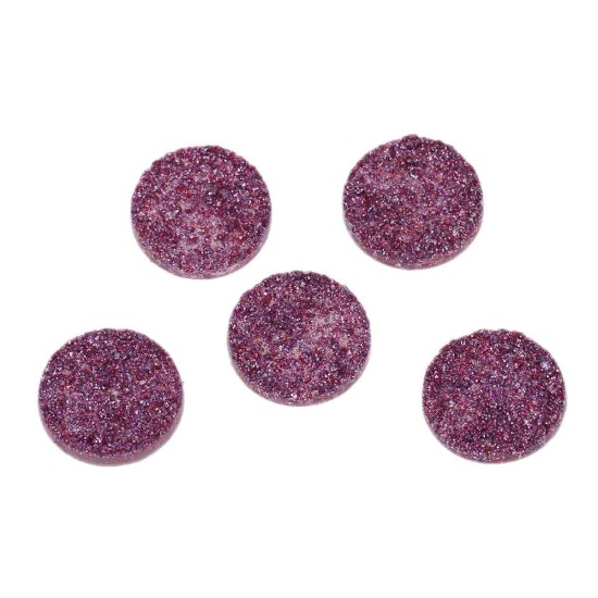 Image de Druzy Cabochon Dôme en Résine Rond Violet Brillant 12mm Dia, 20 Pcs